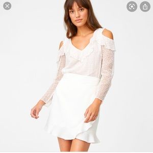 Club Monaco silk ruffle “Volty” top